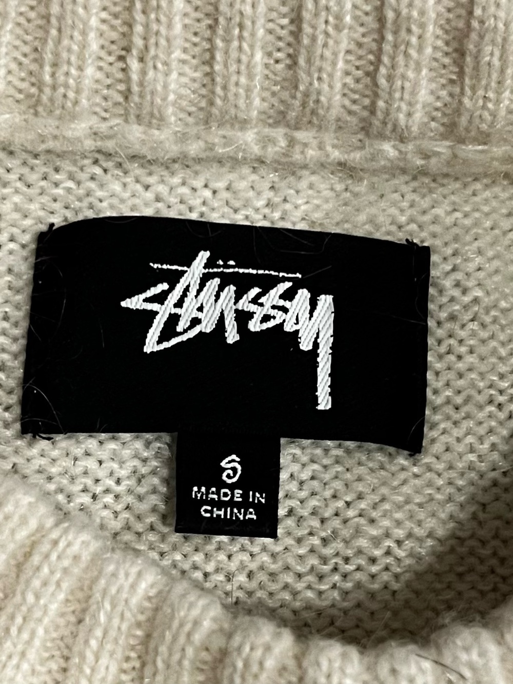 Stussy Off-White Cable Knit Crewneck Sweater - Picture 2 of 7